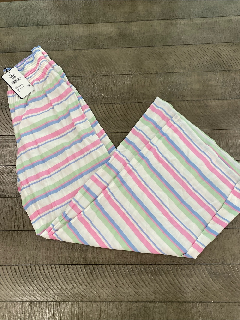 Women’s Pastel Stripe Lounge Pants - Pink, Blue & Green Size M